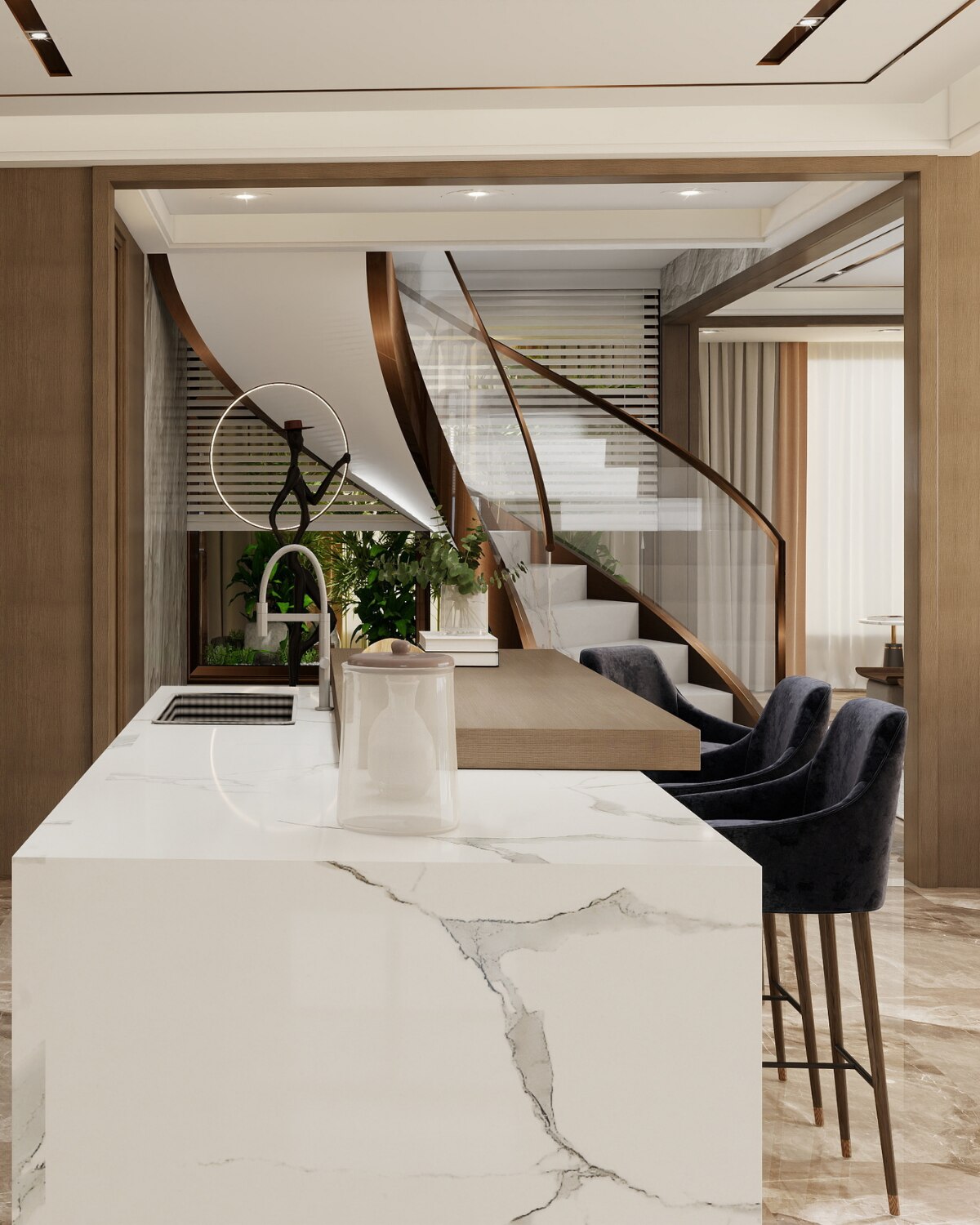 Kitchen and staircase